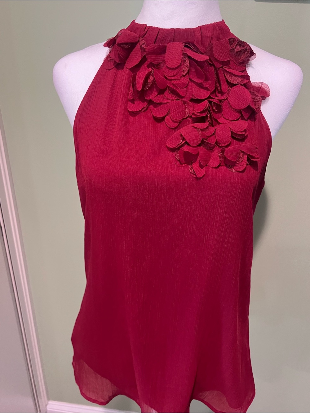 Maurices Red Petal-Embellished Halter Camisole